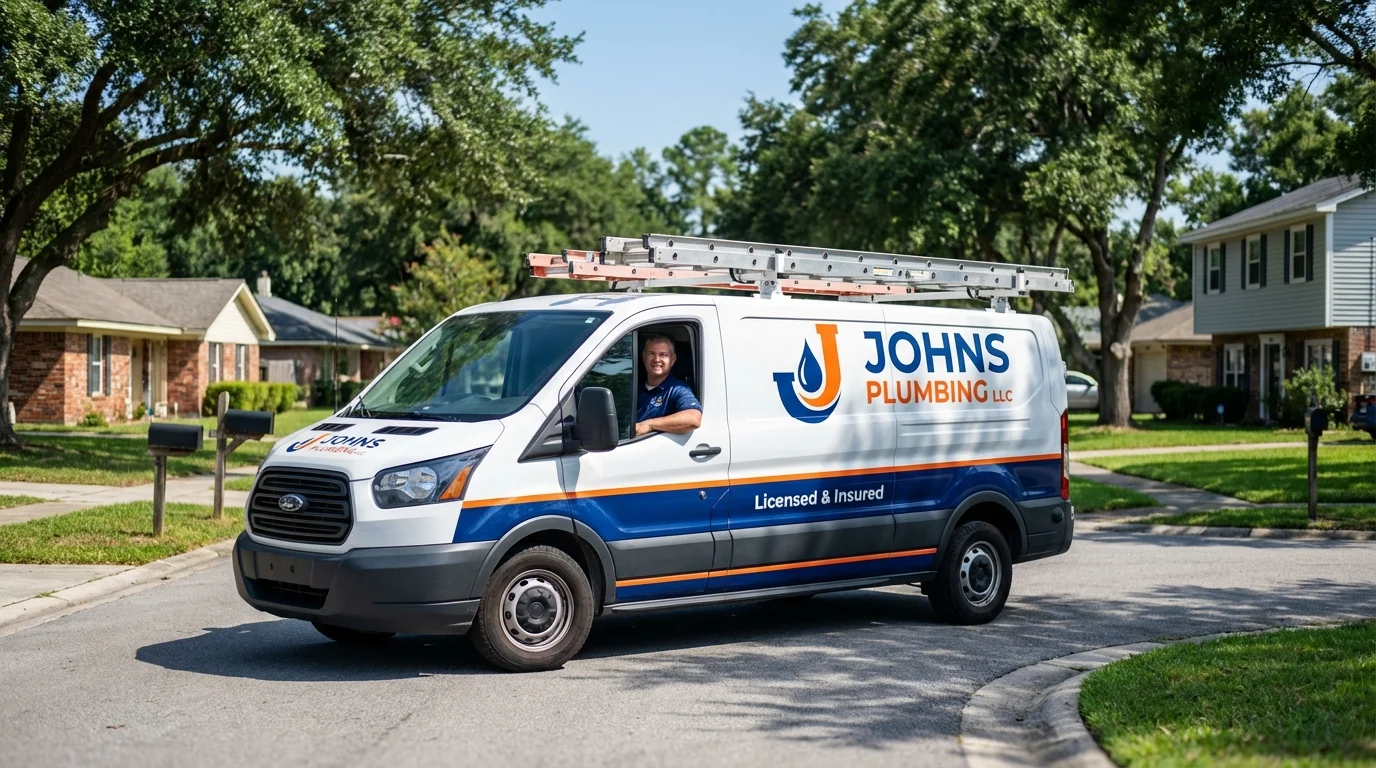 Johns Plumbing LLC service van in Telford, PA